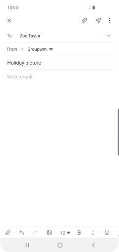 Press the text input field and write the text for your email.