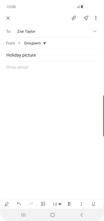 Press the text input field and write the text for your email.