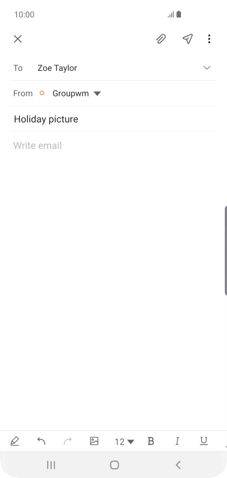 Press the text input field and write the text for your email.