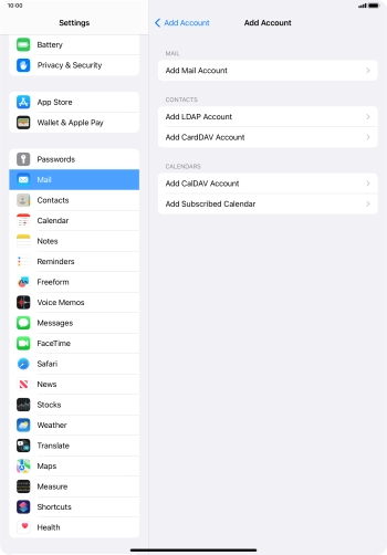 Press Add Mail Account.