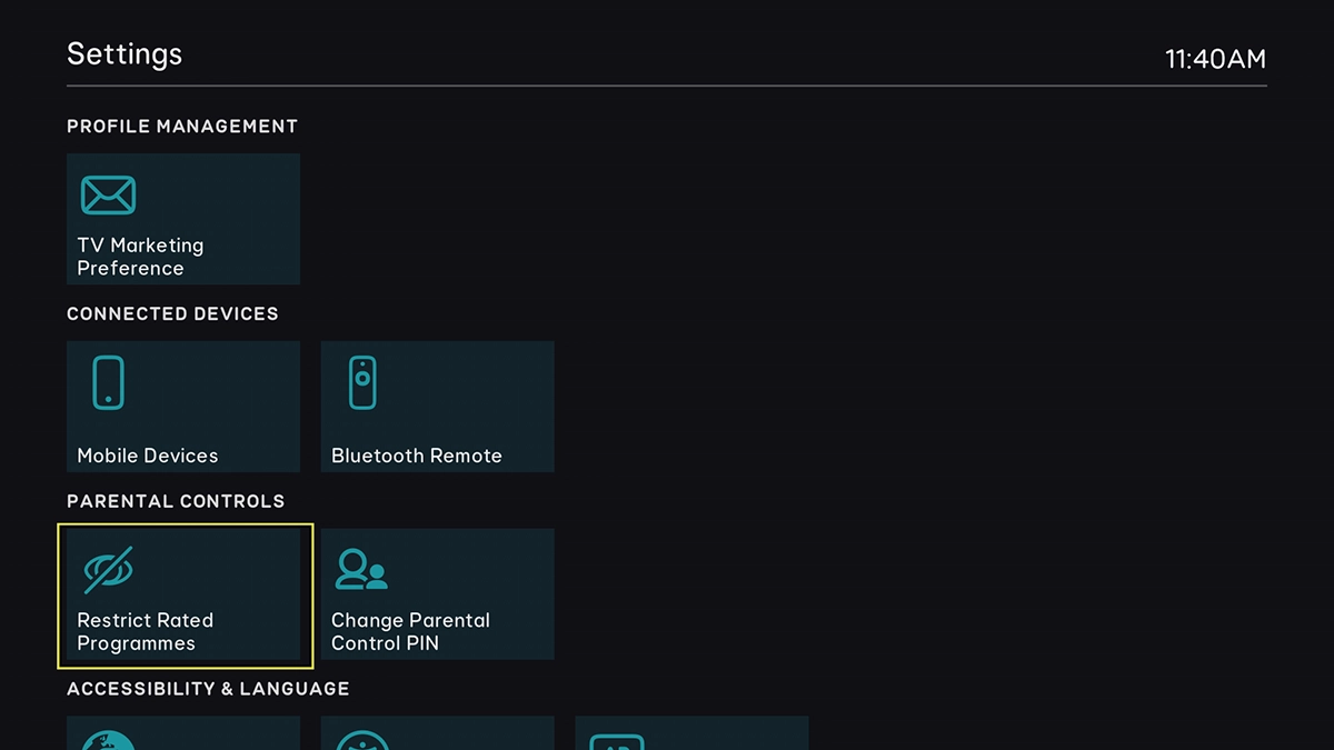 Highlight Restrict Rated Programmes.