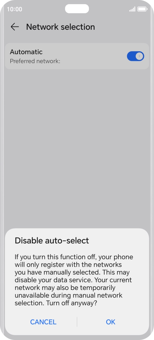 Press OK and your phone will search for networks.