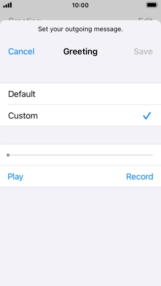 Press Record to start recording a personal greeting.