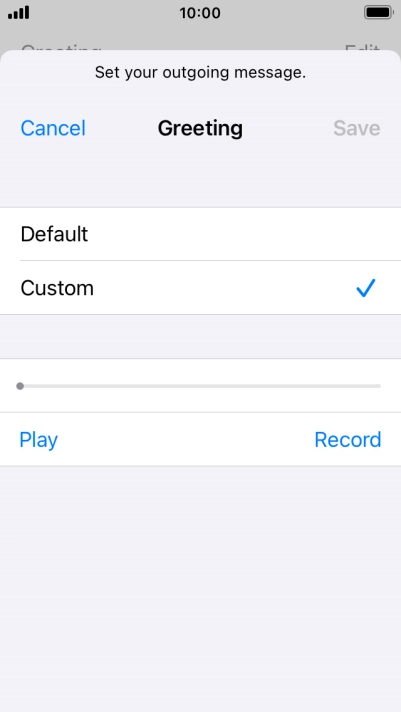 Press Record to start recording a personal greeting.