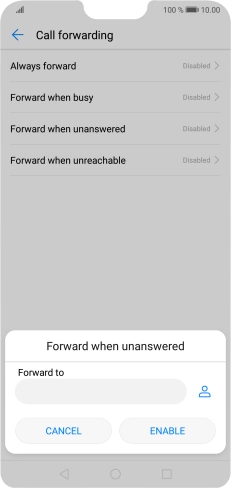 Key in +447953222222 and press ENABLE.