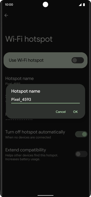 Key in the required Wi-Fi hotspot name and press OK.