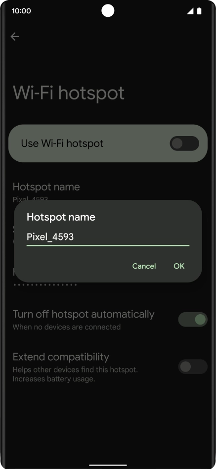 Key in the required Wi-Fi hotspot name and press OK.