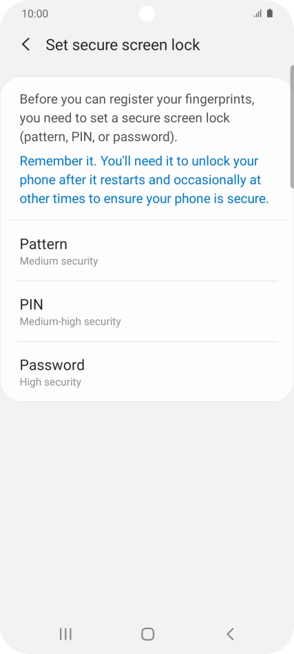 Press the required phone lock code and follow the instructions on the screen to create an additional phone lock code.