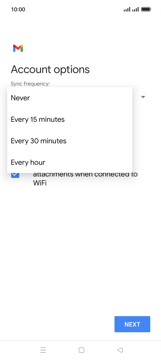 Press the required setting.