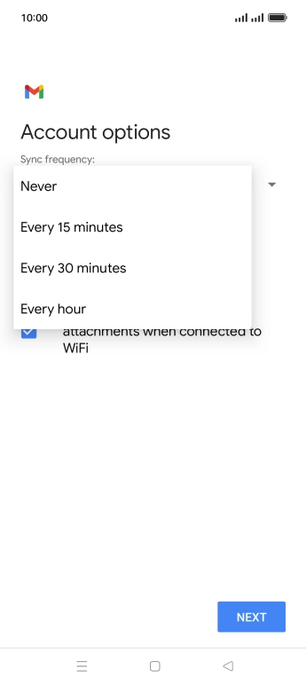 Press the required setting.