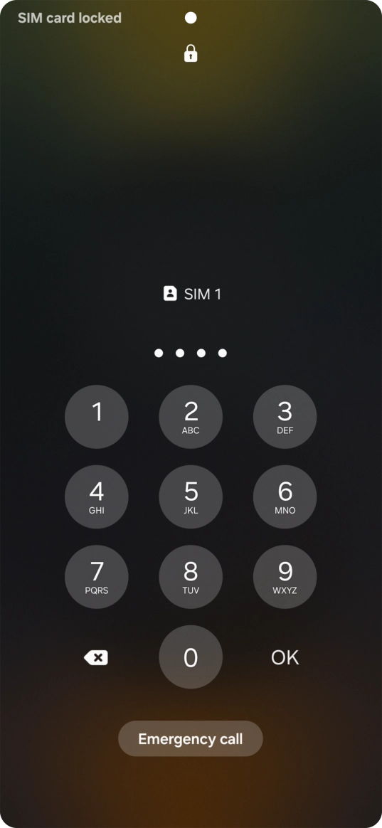 If your SIM is locked, key in your PIN and press OK. The default PIN is 1111.