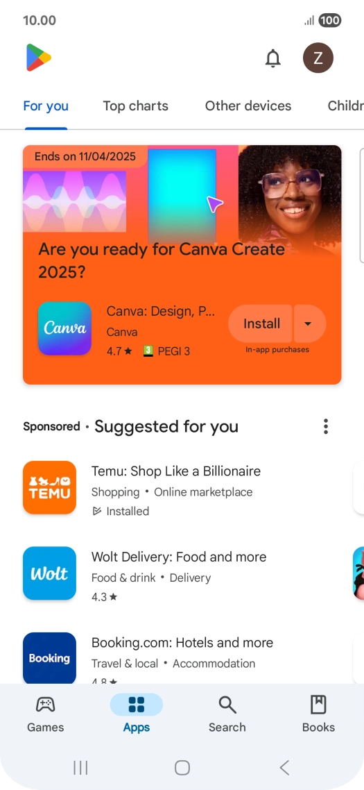 Press the profile icon.