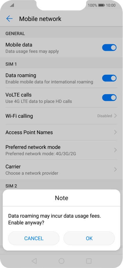 If you turn on the function, press OK.