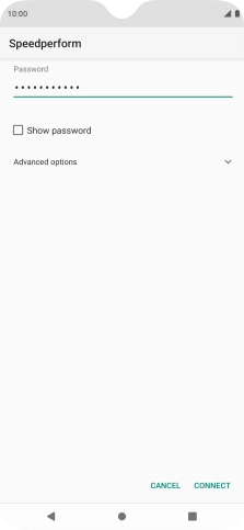 Key in the password for the Wi-Fi network and press CONNECT.
