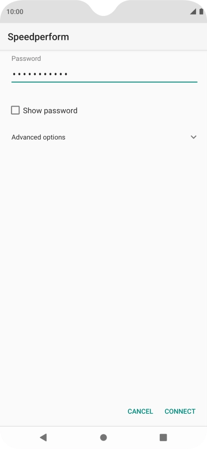 Key in the password for the Wi-Fi network and press CONNECT.