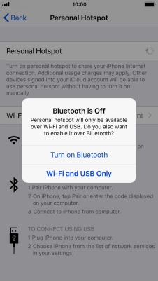 If Wi-Fi is turned on, press Wi-Fi and USB Only.