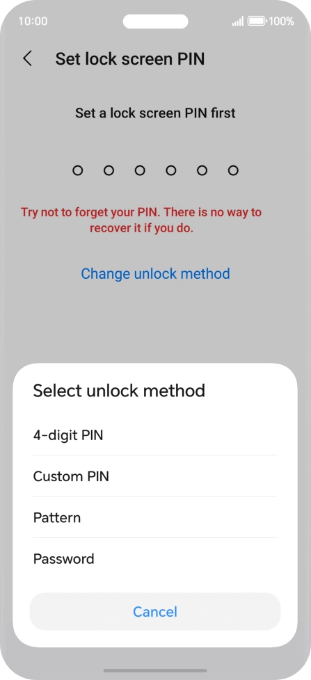 Press the required phone lock code and follow the instructions on the screen to create an additional phone lock code.