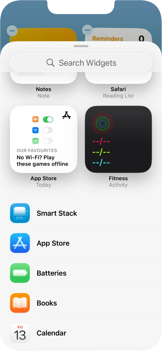 Press the required widget.