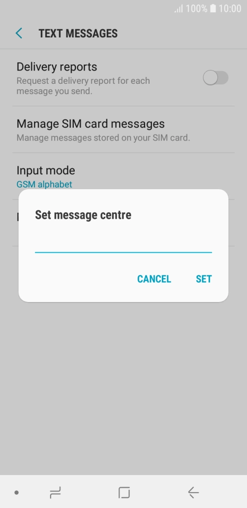 Key in +447958879879 and press SET.