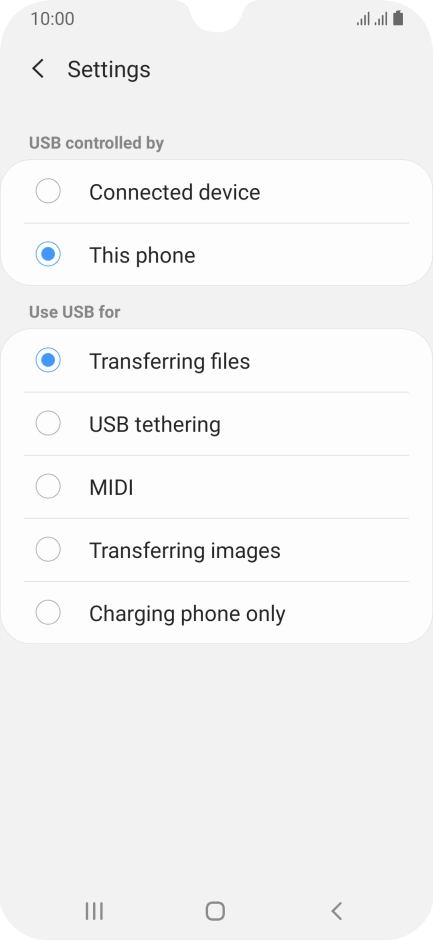 Press Transferring files to turn on the function.