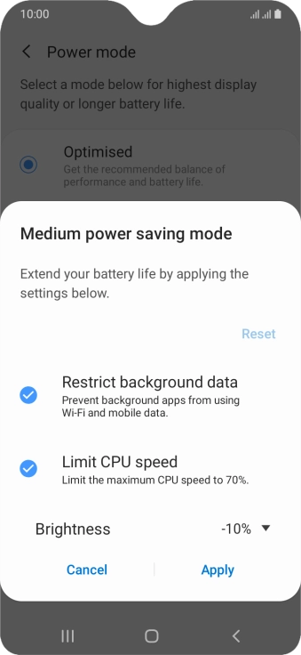 Press Apply to turn on the function.