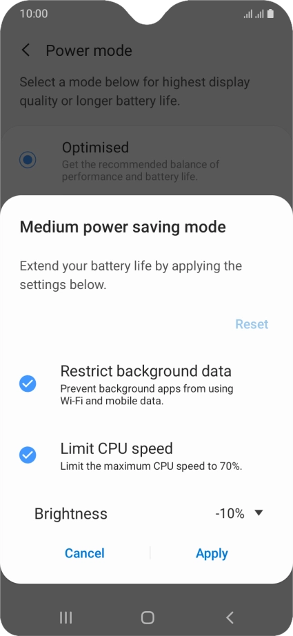 Press Apply to turn on the function.