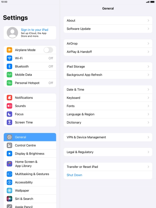 Press Sign in to your iPad.