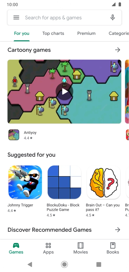 Slide your finger right starting from the left side of the screen.