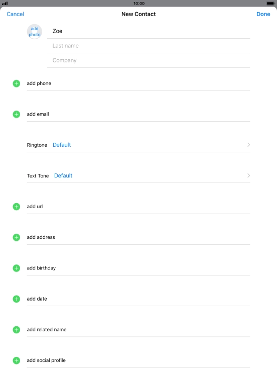 Press Last name and key in the last name.