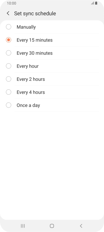 Press the required setting.