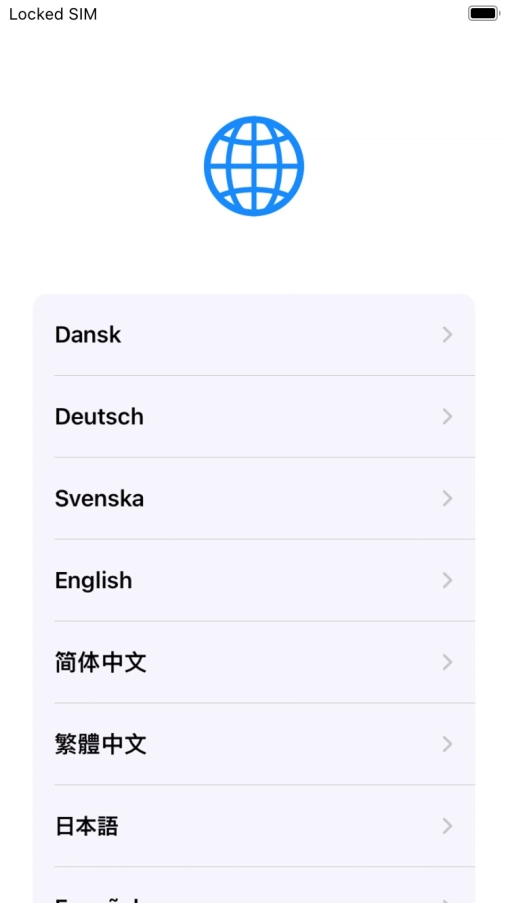 Press the required language.