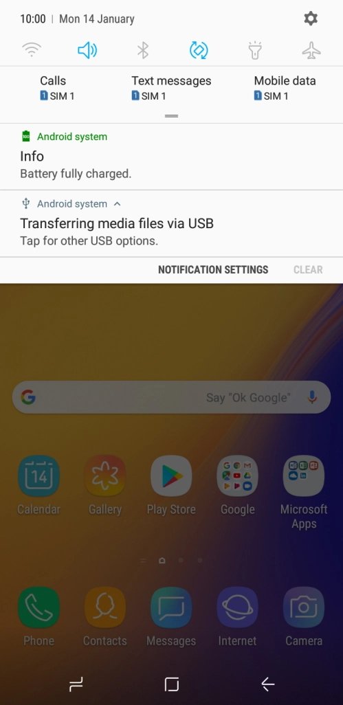 Press Tap for other USB options..