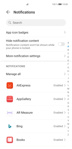Press the required app.
