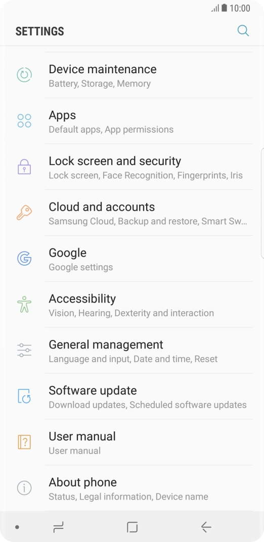 Press Cloud and accounts.