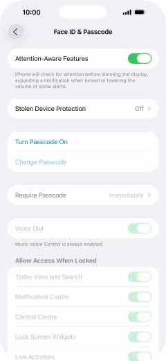 Press Turn Passcode On and key in a phone lock code of your own choice twice.