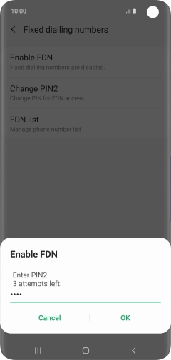 Key in your PIN2 and press OK. The default PIN2 is 0000.