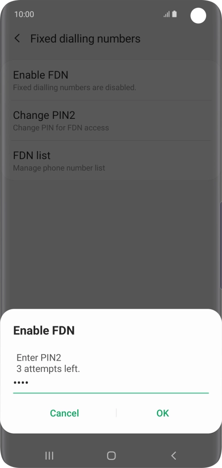 Key in your PIN2 and press OK. The default PIN2 is 0000.