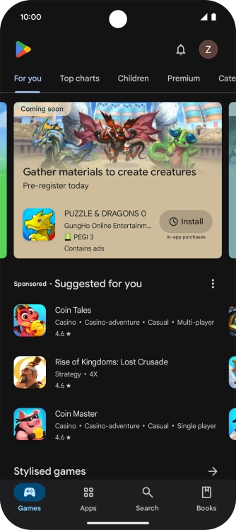 Press the profile icon.