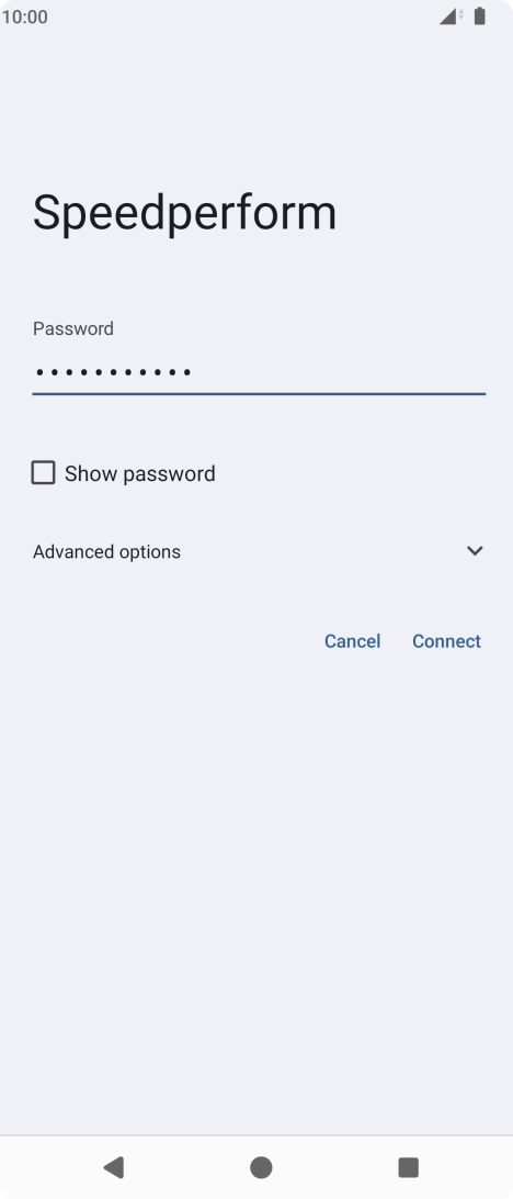 Key in the password for the Wi-Fi network and press Connect.