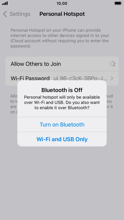 If Wi-Fi is turned on, press Wi-Fi and USB Only.