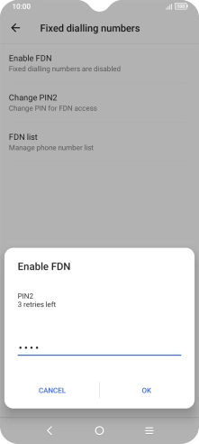 Key in your PIN2 and press OK. The default PIN2 is 0000.