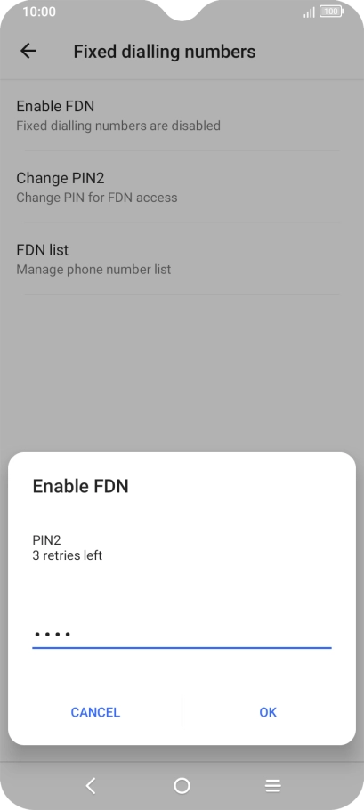 Key in your PIN2 and press OK. The default PIN2 is 0000.