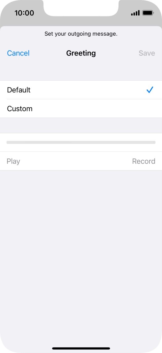 Press Default to select the default greeting.