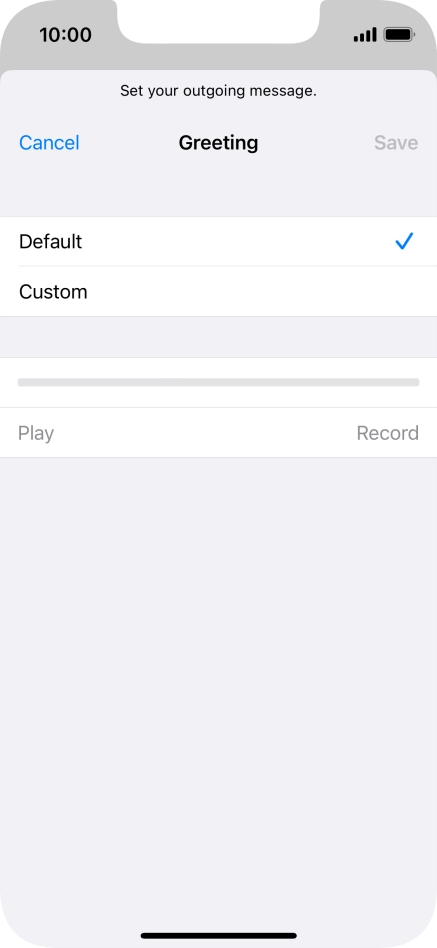 Press Default to select the default greeting.
