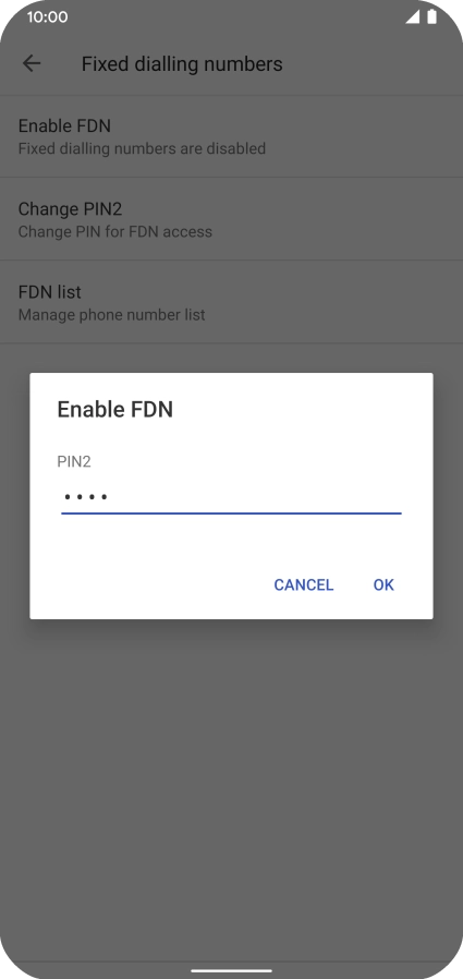 Key in your PIN2 and press OK. The default PIN2 is 0000.