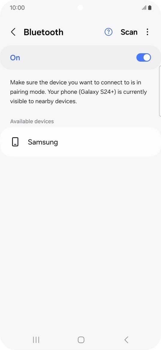 Press the required Bluetooth device and follow the instructions on the screen to pair the device with your phone.