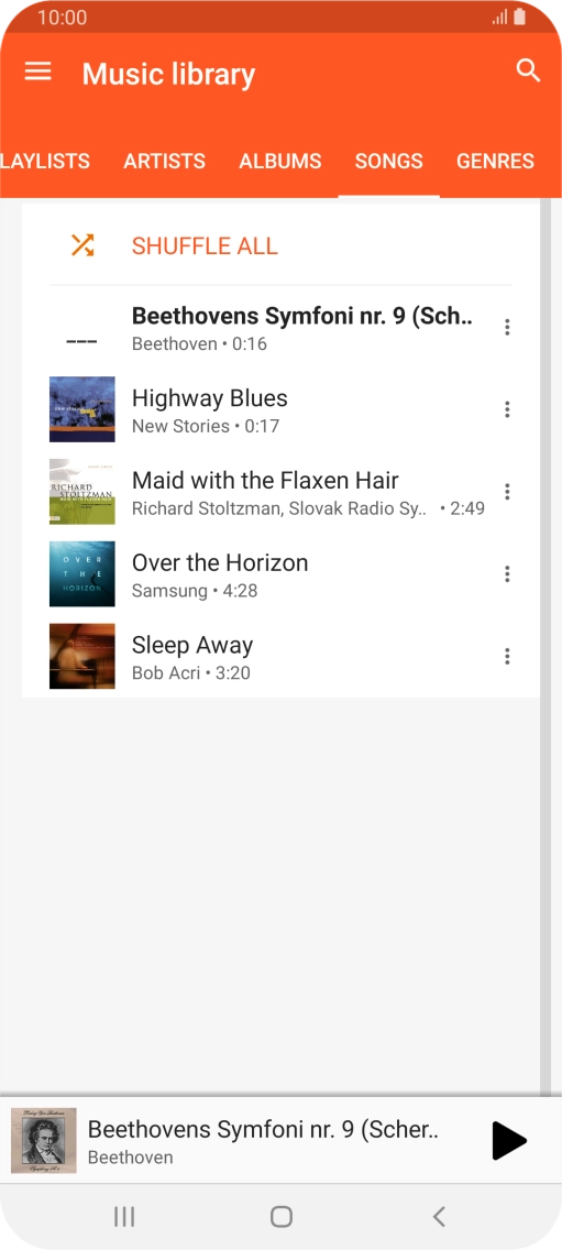 Press the required audio file.