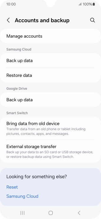 Press Manage accounts.