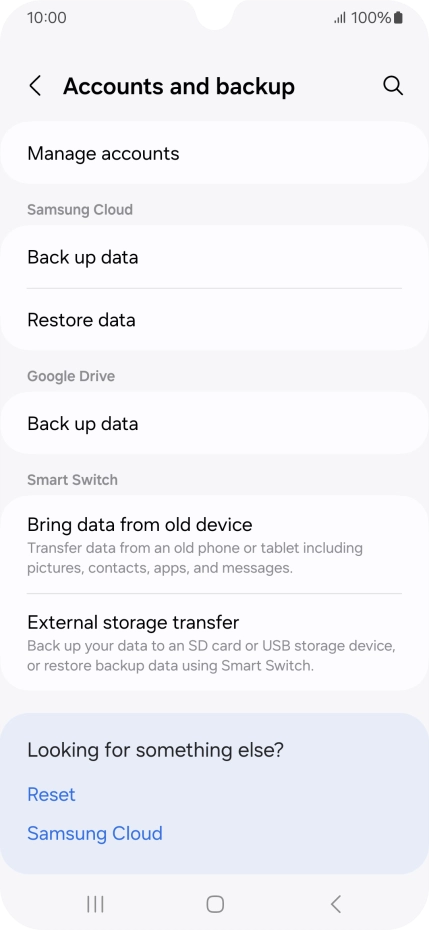 Press Manage accounts.