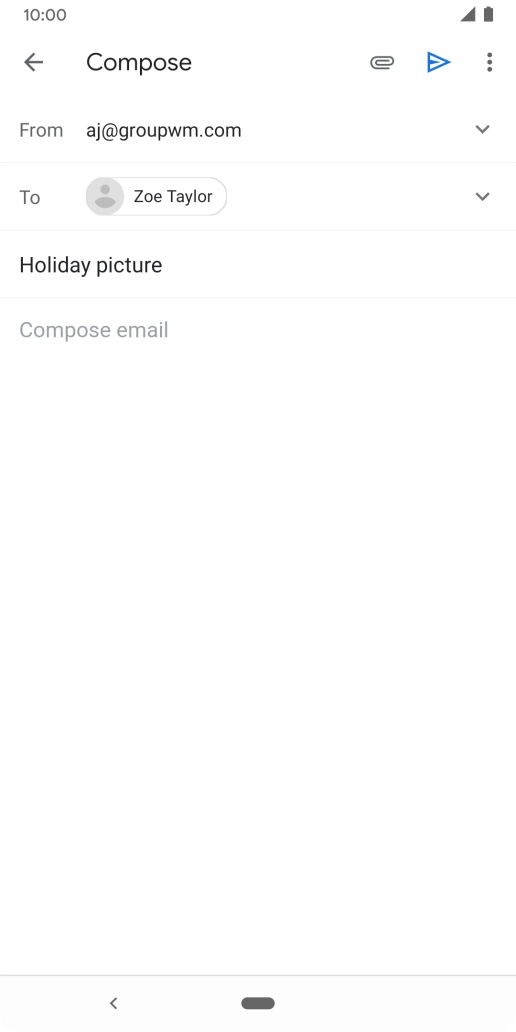 Press the text input field and write the text for your email.